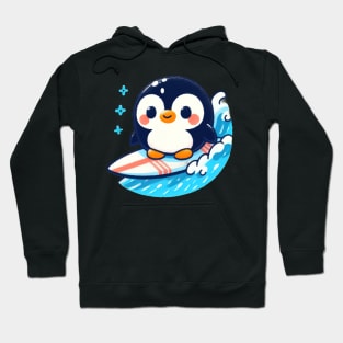 Kawaii penguin surfing Hoodie